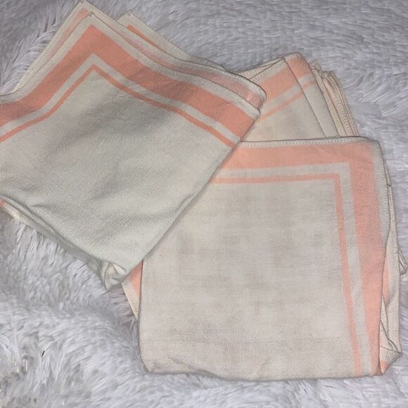 Vintage Salmon Linen Napkins Set of Six 13”X13.5” - Picture 5 of 8